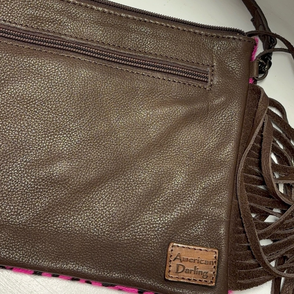 American Darling fuschia Hair on Hide Crossbody - Picture 2 of 3